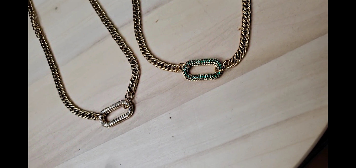 Oval Necklace - green