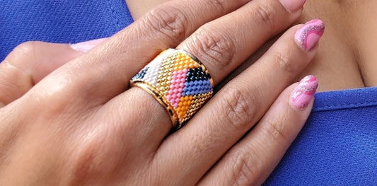 Orange gold miyuki ring